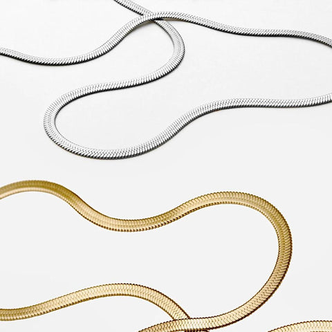 C004W B.Tiff 4mm Herringbone Stainless Steel Chain Necklace