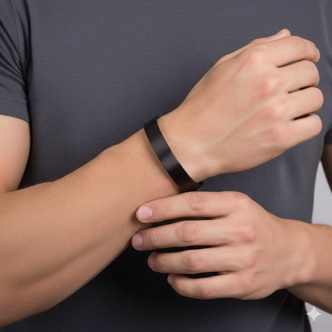 BG1200B B.Tiff Simplicity Black Stainless Steel Bangle Bracelet