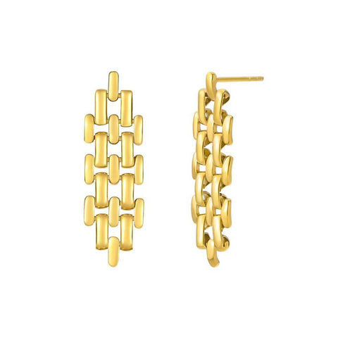 ER004G B.Tiff Ripple Gold Plated Stainless Steel Stud Earrings