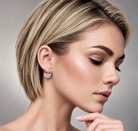 ER500W B.Tiff Pavé Lune Stainless Steel Earrings