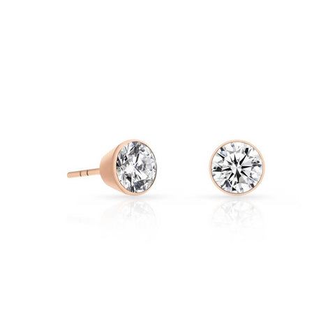 ER101RG B.Tiff 1 ct Rose Gold Plated Stainless Steel Solitaire Stud Earrings