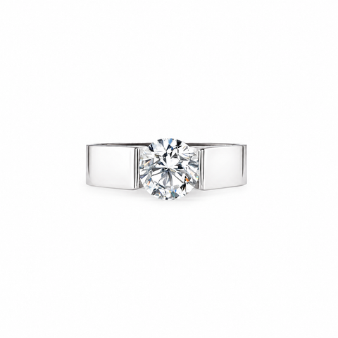 RG093MW-2ct B.Tiff 2 ct Moissanite Round Solitaire Engagement Ring