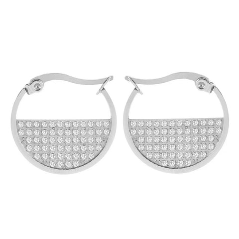 ER500W B.Tiff Pavé Lune Stainless Steel Earrings