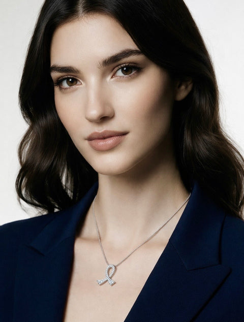 PT204W B.Tiff Pave Scarf Stainless Steel Pendant Necklace