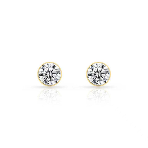 ER101G B.Tiff 1 ct Gold Plated Stainless Steel Solitaire Stud Earrings