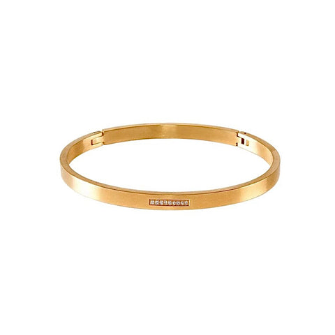 BG309G B.Tiff 9-Stone Pave Gold Plated Stainless Steel Bangle Bracelet