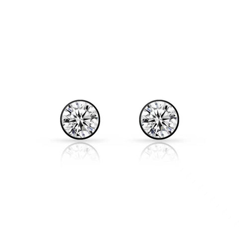 ER101B B.Tiff 1 ct Black Anodized Stainless Steel Solitaire Stud Earrings