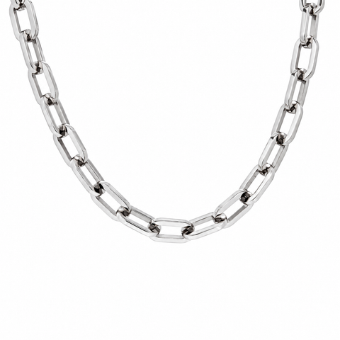 C200WB B.Tiff High Polish Black Clasp Paperclip Stainless Steel Chain Necklace