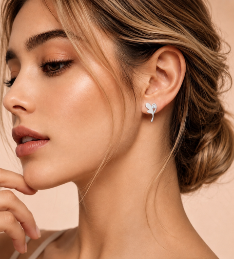 ER102W B.Tiff Lucky Clover Stainless Steel Earrings