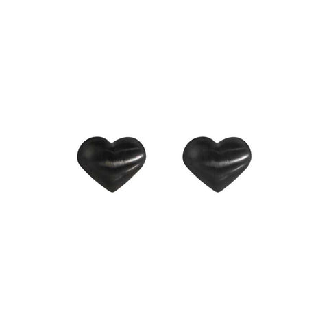ER005B B.Tiff Black Anodized Stainless Steel Heart Stud Earrings