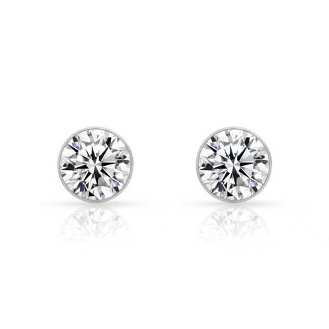 ER201W B.Tiff 2 ct Solitaire Stainless Steel Stud Earrings