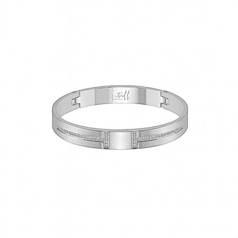 BG107W B.Tiff Pavé Harmony Stainless Steel Bangle Bracelet