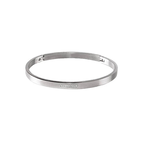 BG309W B.Tiff 9-Stone Pave Stainless Steel Bangle Bracelet