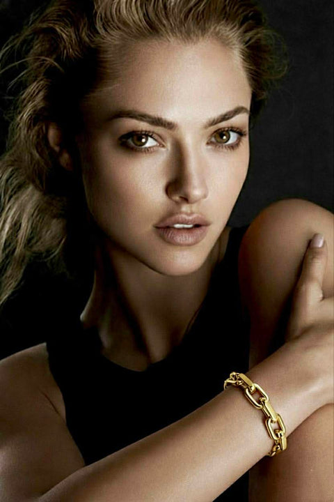 BG001G B.Tiff Gold High Polish Edge Paperclip Link Bracelet