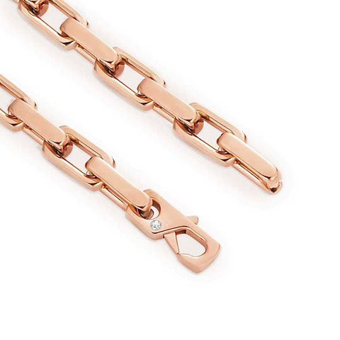 BG001RG B.Tiff Rose Gold High Polish Edge Paperclip Link Bracelet