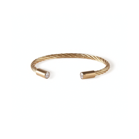 BG002G B.Tiff Classic Cable Gold Plated Stainless Steel Bangle Bracelet
