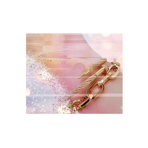 BG005G B.Tiff Gold Plated Pavé Pointe Cable Bangle Bracelet