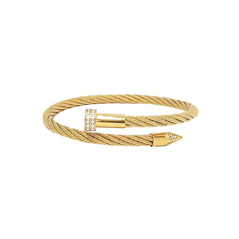 BG005G B.Tiff Gold Plated Pavé Pointe Cable Bangle Bracelet