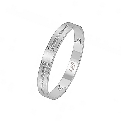 BG107W B.Tiff Pavé Harmony Stainless Steel Bangle Bracelet