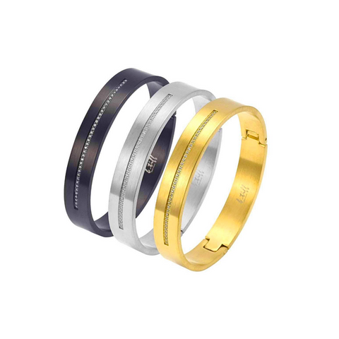 BG1212B B.Tiff Eternity 38 Black Anodized Stainless Steel Bangle Bracelet