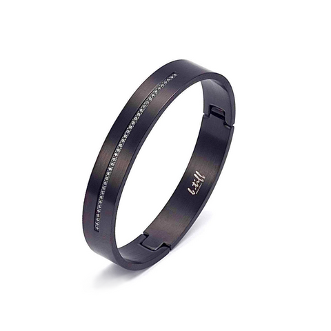 BG1212B B.Tiff Eternity 38 Black Anodized Stainless Steel Bangle Bracelet