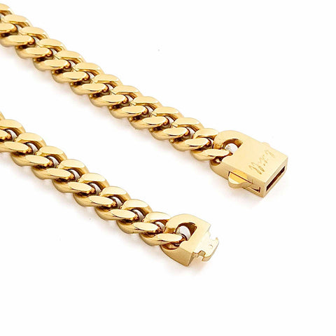 BG138G B.Tiff 8mm Gold Flat Cuban Link Stainless Steel Bracelet