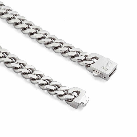 BG138W B.Tiff 8mm Flat Cuban Link Stainless Steel Bracelet