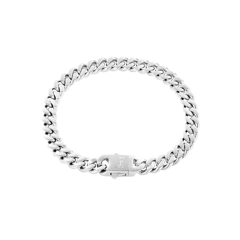 BG138W B.Tiff 8mm Flat Cuban Link Stainless Steel Bracelet