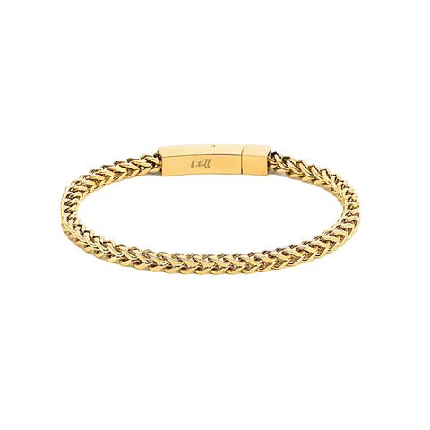 BG140G B.Tiff Gold Plated Franco Link Stainless Steel Bracelet