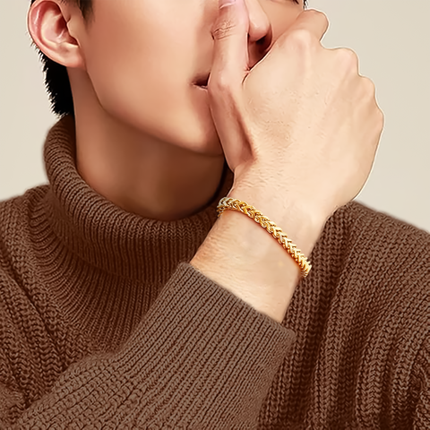 BG140G B.Tiff Gold Plated Franco Link Bracelet