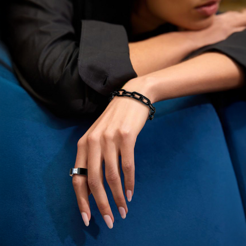 RG114B B.Tiff 1 ct Princess Cut Black Anodized Stainless Steel Solitaire Ring