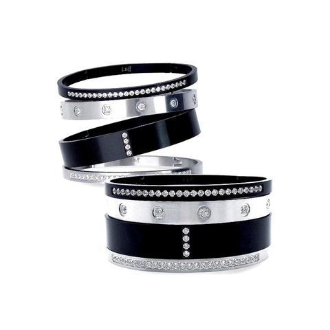 BG333B B.Tiff Eternity 25 Black Anodized Stainless Steel Bangle Bracelet