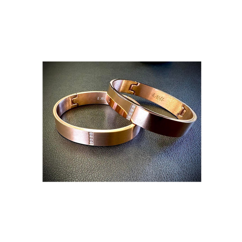 BG223RGP B.Tiff 4-Stone Wide Rose Gold Plated Stainless Steel Pavé Bangle Bracelet