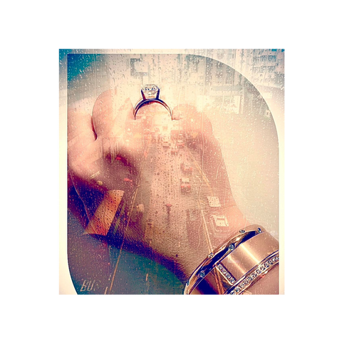 BG223RGP B.Tiff 4-Stone Wide Rose Gold Plated Stainless Steel Pavé Bangle Bracelet