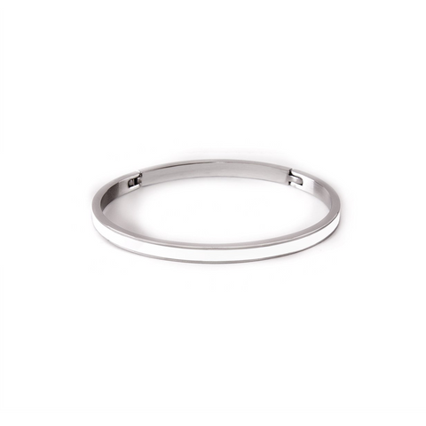 BG301WW B.Tiff "The Hamptons" White Enamel Stainless Steel Bangle Bracelet