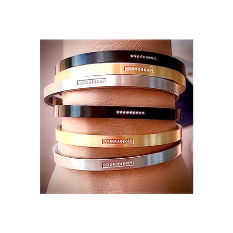 BG309G B.Tiff 9-Stone Pave Gold Plated Stainless Steel Bangle Bracelet