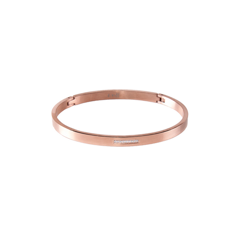 BG309RG B.Tiff 9-Stone Pave Rose Gold Plated Stainless Steel Bangle Bracelet