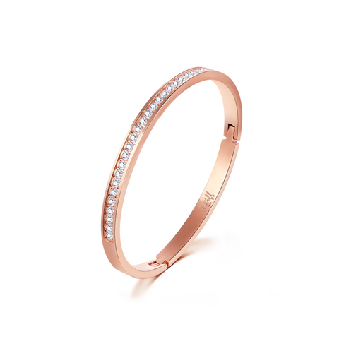 BG333RG B.Tiff Eternity 25 Rose Gold Plated Stainless Steel Bangle Bracelet