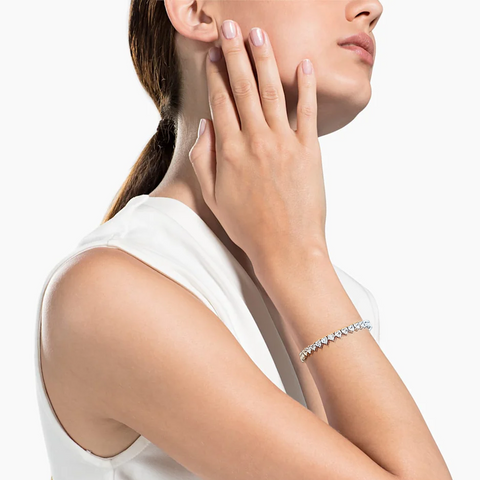 BG399W B.Tiff 4mm Heart Tennis Stainless Steel Bracelet