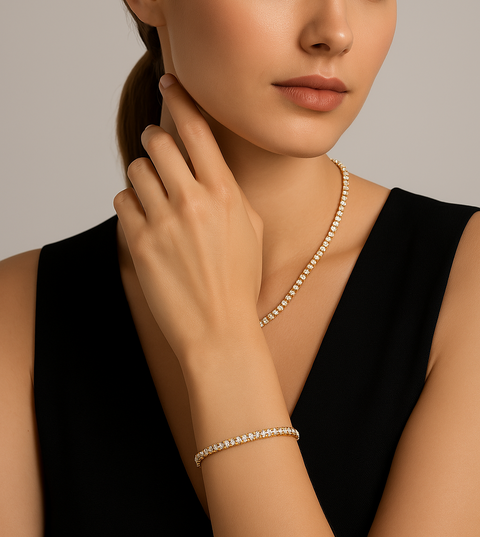 BG400G B.Tiff 4mm Gold Tennis Bracelet - Thin