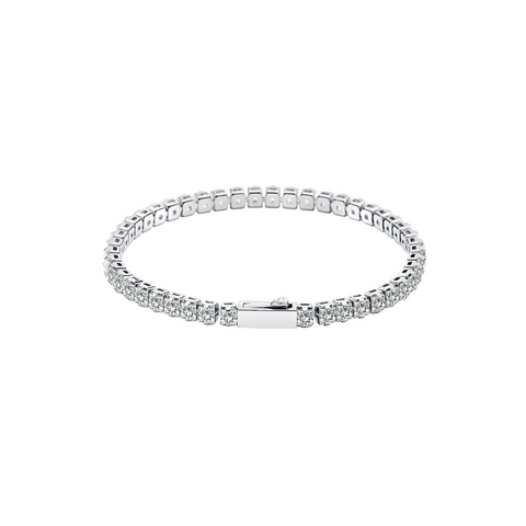 BG404W B.Tiff Princess Cut Tennis Stainless Steel Bracelet