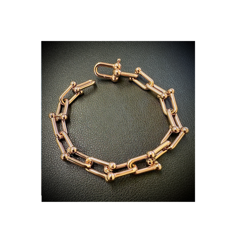 BG525RG B.Tiff Rose Gold Plated Horseshoe Link Stainless Steel Chain Bracelet