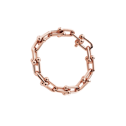 BG525RG B.Tiff Rose Gold Plated Horseshoe Link Stainless Steel Chain Bracelet