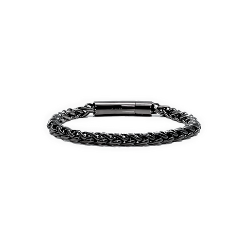 BG600GM B.Tiff French Braid Gun Metal Stainless Steel Chain Bracelet