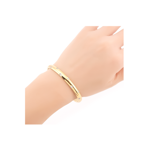 BG608G B.Tiff 8-Stone Starlight High Polish Gold Plated Stainless Steel Pave Adjustable Bangle Cuff