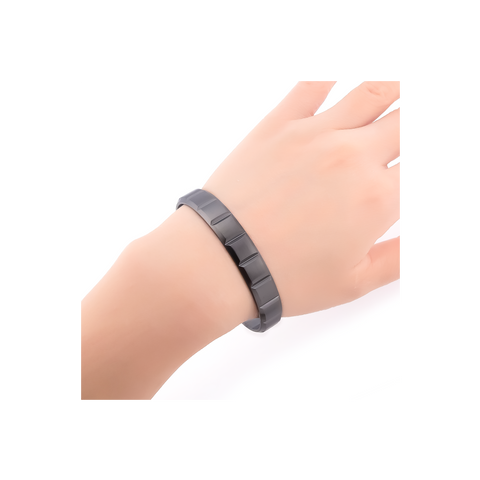 BG611GM B.Tiff Simplicity Matte Box Cut Adjustable Black Anodized Stainless Steel Bangle Cuff