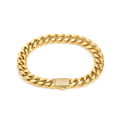 BG810G B.Tiff Franco Link Gold Plated Stainless Steel Bracelet