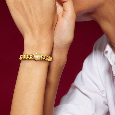 BG810G B.Tiff Franco Link Gold Plated Stainless Steel Bracelet