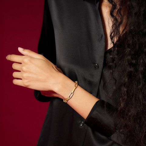 BG860G B.Tiff "Jemma" Link Gold Plated Stainless Steel Bracelet