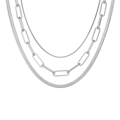 C004W B.Tiff 4mm Herringbone Stainless Steel Chain Necklace